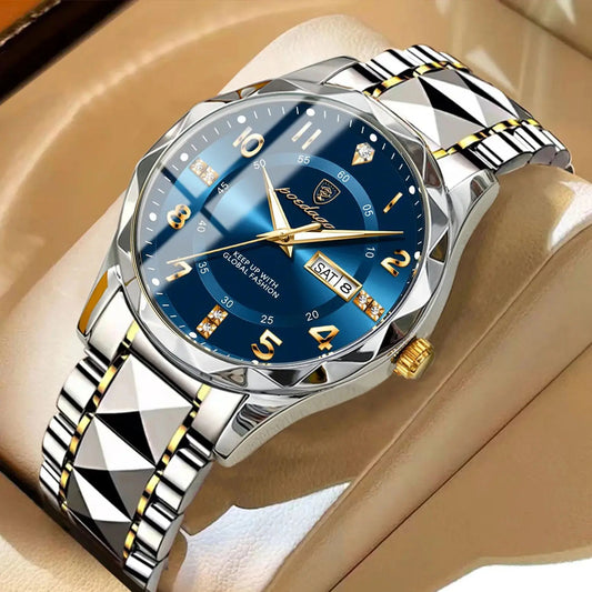 POEDAGAR Luxury Waterproof Luminous Fashion Stainless Steel Quartz Men's Watch
