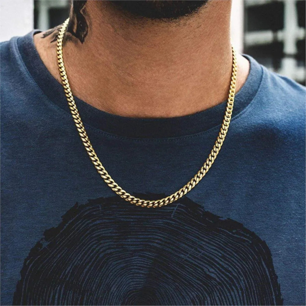 Width 5/7/9MM Hiphop Cuban Link Stainless Steel Chains Necklace for Men