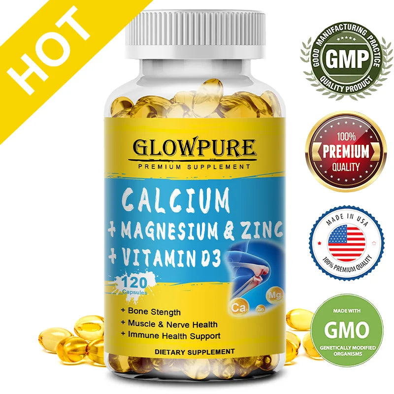 Calcium Magnesium Zinc Vitamin D3 - for Muscle, Bone, Joint, Nervous Immune System Dietary Natural Health Supplement