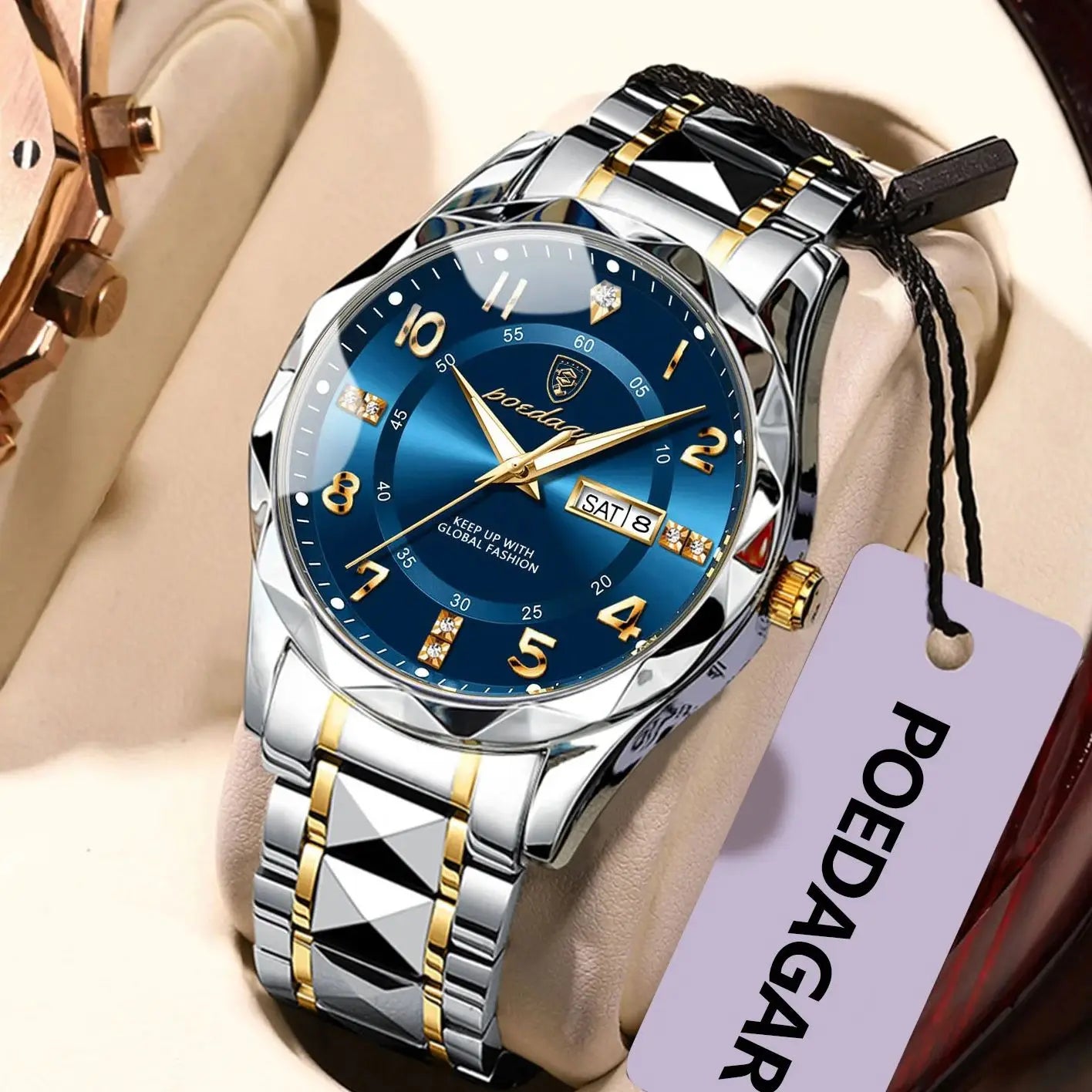 POEDAGAR Luxury Waterproof Luminous Fashion Stainless Steel Quartz Men's Watch