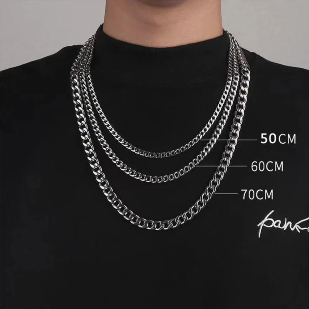 Width 5/7/9MM Hiphop Cuban Link Stainless Steel Chains Necklace for Men