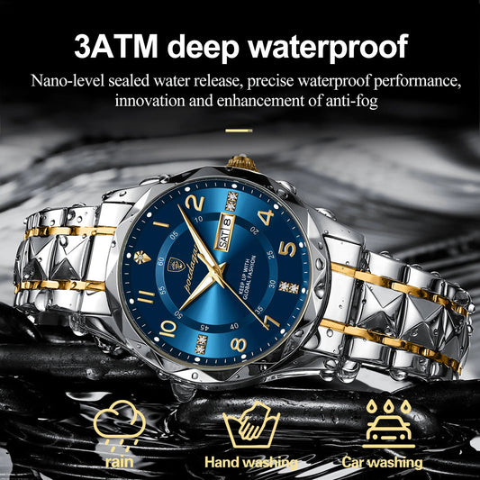 POEDAGAR Luxury Waterproof Luminous Fashion Stainless Steel Quartz Men's Watch