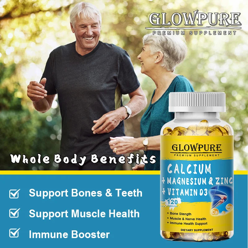 Calcium Magnesium Zinc Vitamin D3 - for Muscle, Bone, Joint, Nervous Immune System Dietary Natural Health Supplement