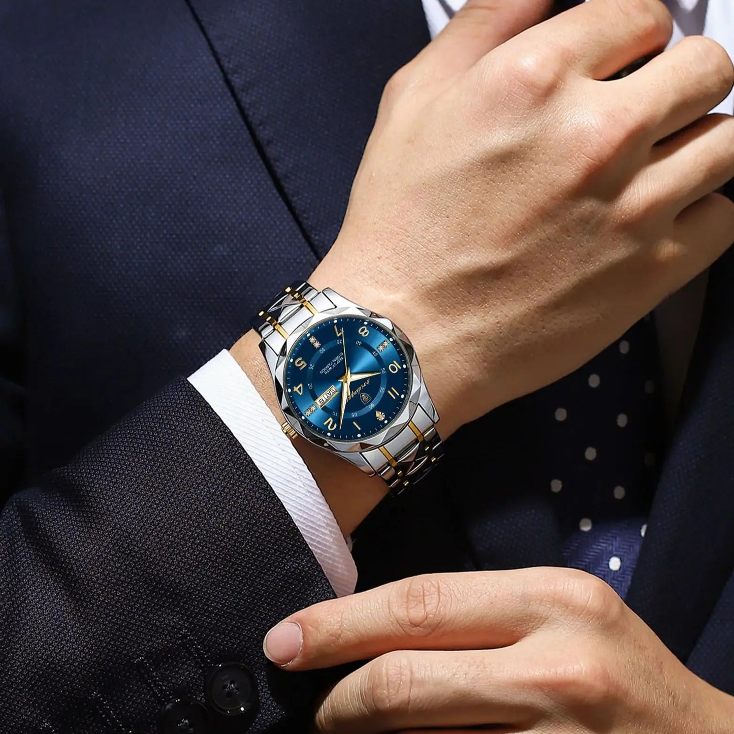 POEDAGAR Luxury Waterproof Luminous Fashion Stainless Steel Quartz Men's Watch