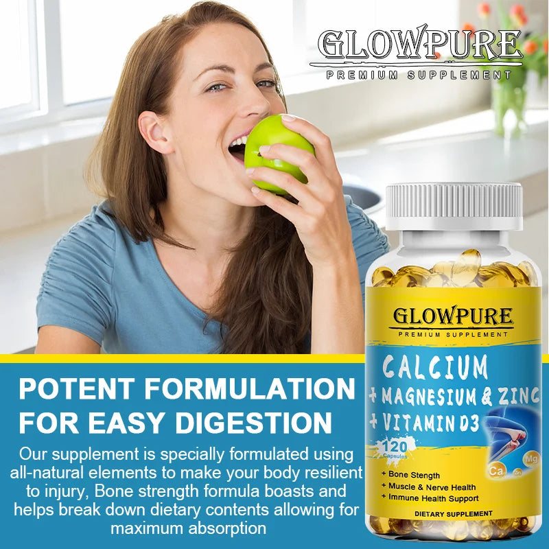 Calcium Magnesium Zinc Vitamin D3 - for Muscle, Bone, Joint, Nervous Immune System Dietary Natural Health Supplement