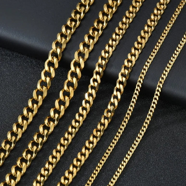 Width 5/7/9MM Hiphop Cuban Link Stainless Steel Chains Necklace for Men